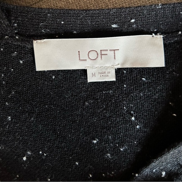 LOFT Faux Wrap Black with Speckles Sweater Dress. Size Medium - Picture 3 of 6